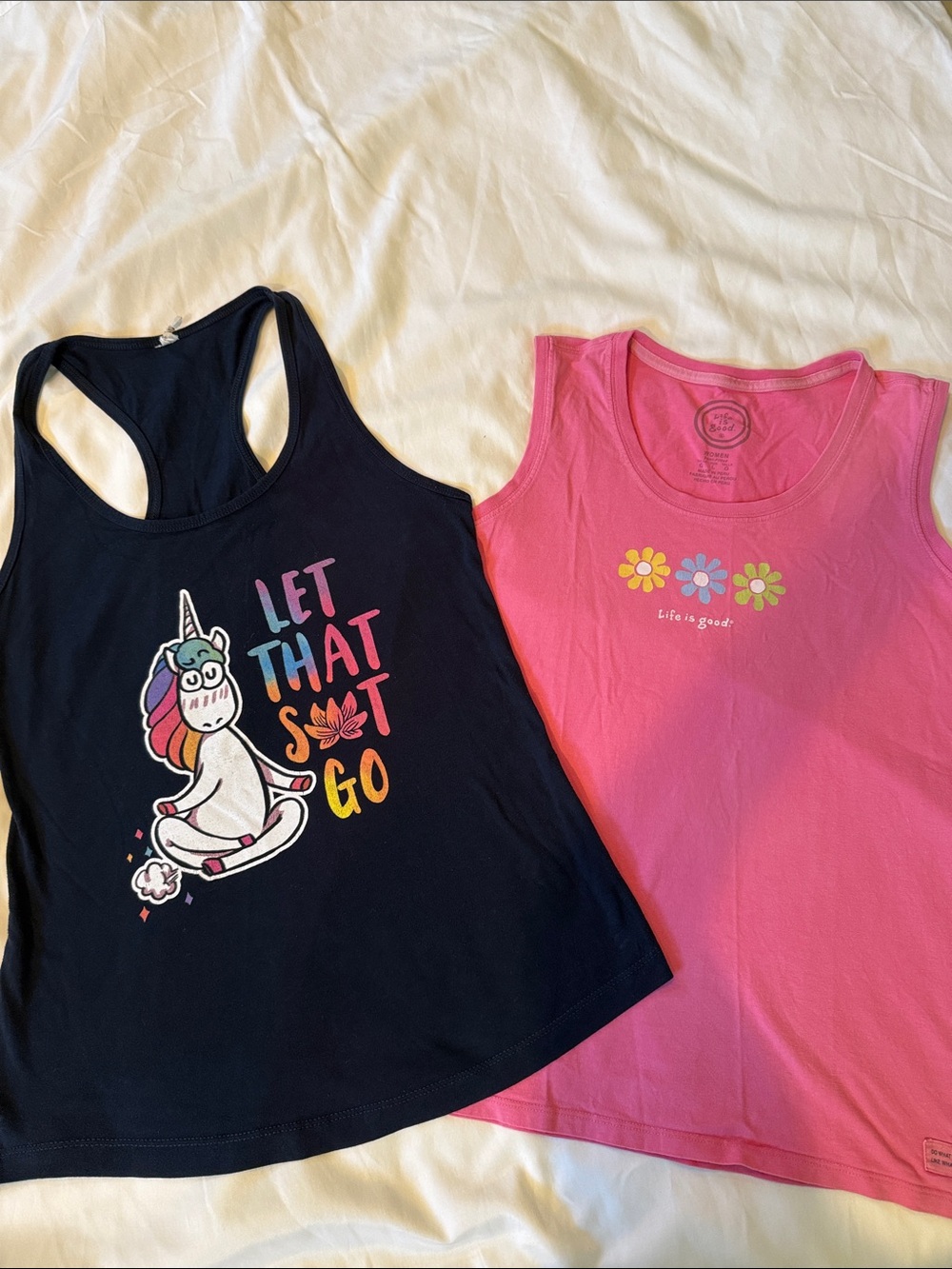 Life Is Good Pink Sleeveless Tank Top, Next Level Racerback top.